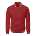 thumbnail image 1 of SUNSIOM Veste Bomber Légère pour Hommes Automne Imprimé Rayé Manches Longues Col Montant Zip Ajustée, 1 of 2
