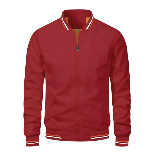 xiaxaixu Veste Bomber Légère pour Hommes Automne Imprimé Rayé Manches Longues Col Montant Zip Ajustée