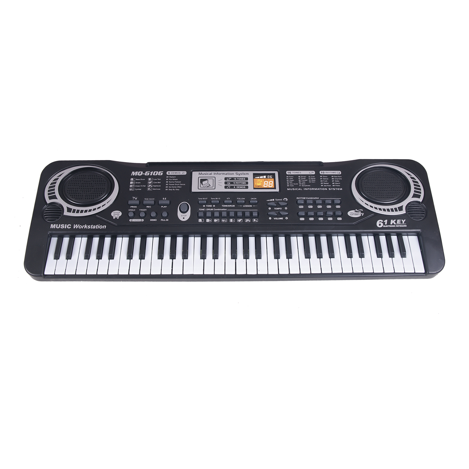 Anself 61 Keys Black Digital Music Electronic Keyboard KeyBoard Electric Piano Gift Musical Instrument - image 1 of 7