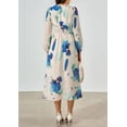 thumbnail image 2 of Vestido PRETTYGARDEN Floral Midi Azul Blanco con Escote en V y Manga Larga Talla S, 2 of 6