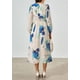 thumbnail image 2 of Vestido PRETTYGARDEN Floral Midi Azul Blanco con Escote en V y Manga Larga Talla S, 2 of 6