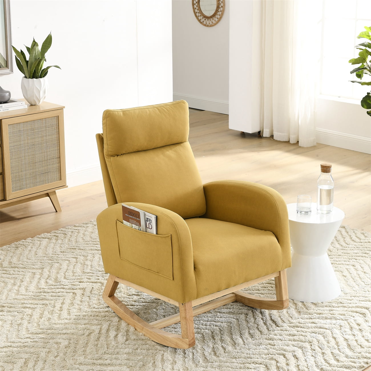 Nursery Baby Rocking Chairs, Velvet Upholstered High Back Accent ...