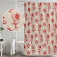 thumbnail image 5 of Red Floral Shower Curtain, Waterproof Shower Curtains for Bathroom, Valentine's Day Roses Flowers Vintage Beige Washable Fabric Bathtub Curtain Set Bath Decor with 12 Hooks 72"x78", 5 of 8