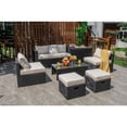 thumbnail image 6 of GVN Backyard Furniture Sets,Outdoor Furniture Sets,8 Pieces Patio Rattan Storage Table Furniture Set-Off White, 6 of 13
