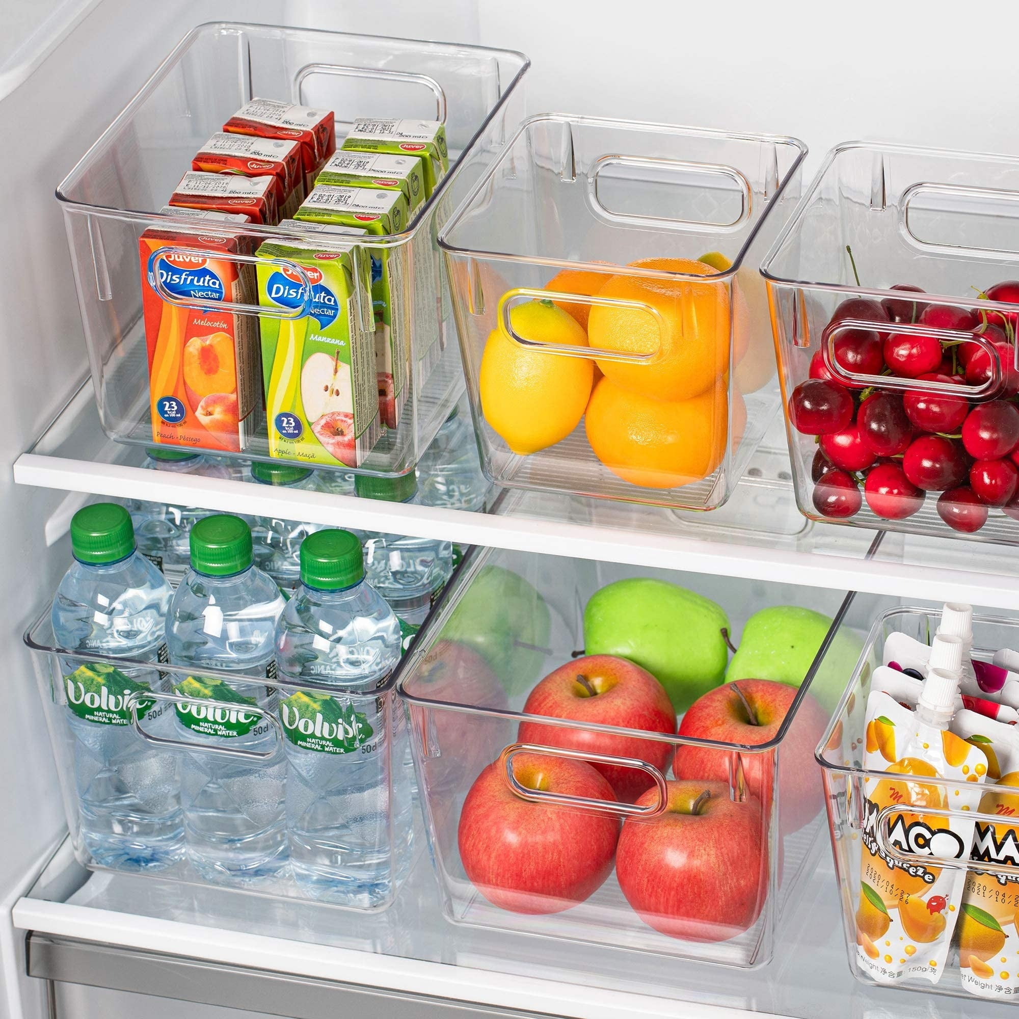YIHONG Clear Plastic Storage Organizer Bins, 4 Pack Pantry Food Storage Bins  with Handle for Kitchen,Refrigerator, Freezer,Cabinet Organization and  Storage