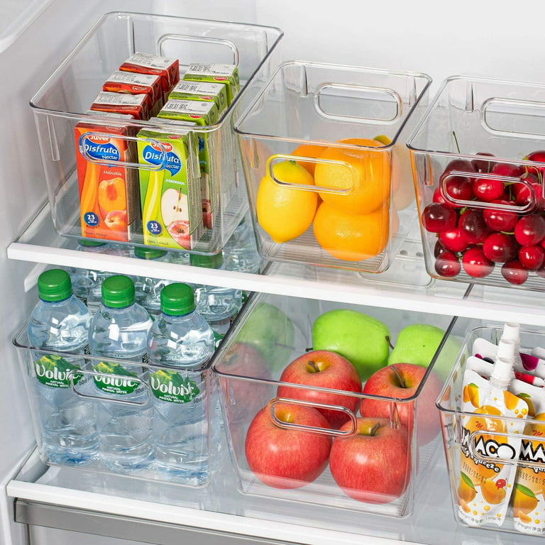 2pcs Clear Plastic Pantry Organizer Bins, Food Storage Bins with Handle for  Refrigerator, Fridge, Cabinet, Kitchen, Countertops, Cupboard, Freezer  Organization and Storage