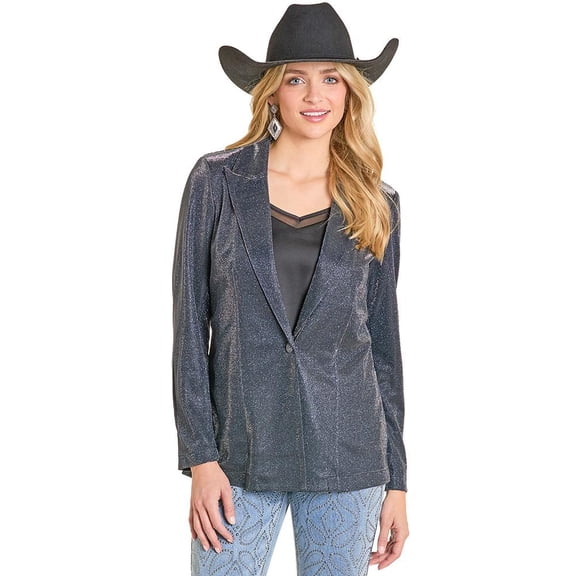 Rock and Roll Denim Womens Rock n Roll   Iridescent Blazer L Black