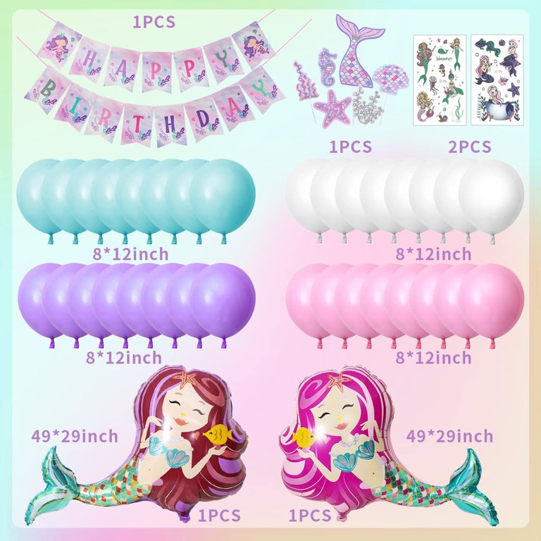 Pink Purple Latex Light Pink Balloons Garland Kit Mermaid Tail