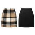 thumbnail image 4 of Yokua All-match Woolen Plaid High Waist A-Line Pencil Bodycon Mini Skirt for Women, 4 of 14