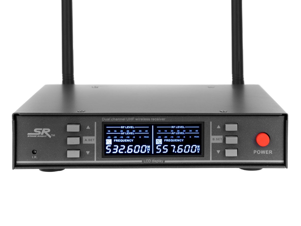 Monoprice 200-Channel UHF Dual Handheld Wireless Microphones System, 262‑foot (80‑meter) Range, Perfect for Church, Birthdays, Karaoke, Weddings, Events - Stage Right Series