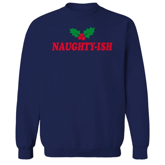 Christmas Holiday Naughtyish Graphic Navy Men's Cotton Pullover Sweatshirt