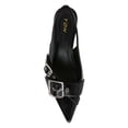 thumbnail image 3 of YDN Women Chic Pointed Toe Slingback Buckle Pumps Elastic Strap Slip On Kitten Low Heels Shoes Party Daily Dress Size 13 Black, 3 of 4