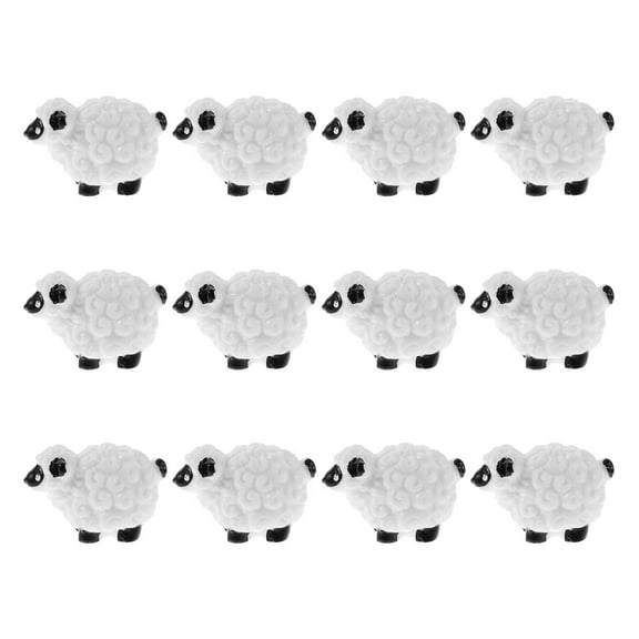 PAMINGONO 12Pcs Mini Sheep Decor White Lamb Figurine Decorative Mini Garden Outdoor Layout