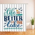 thumbnail image 2 of Rustic Lake Cabin Shower Curtain Relax Inspirational Quotes Motivation Words Vintage Wooden Board Barn Door Plank Farmhouse Country Lodge Camping Decor Fabric Bath Curtain with Hook, 2 of 3