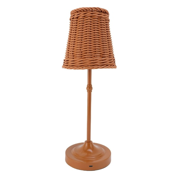 Lámpara De Mesa De Ratán, Lámpara Con Pilas Versátil Hecha A Mano Para El Patio Del Hogar