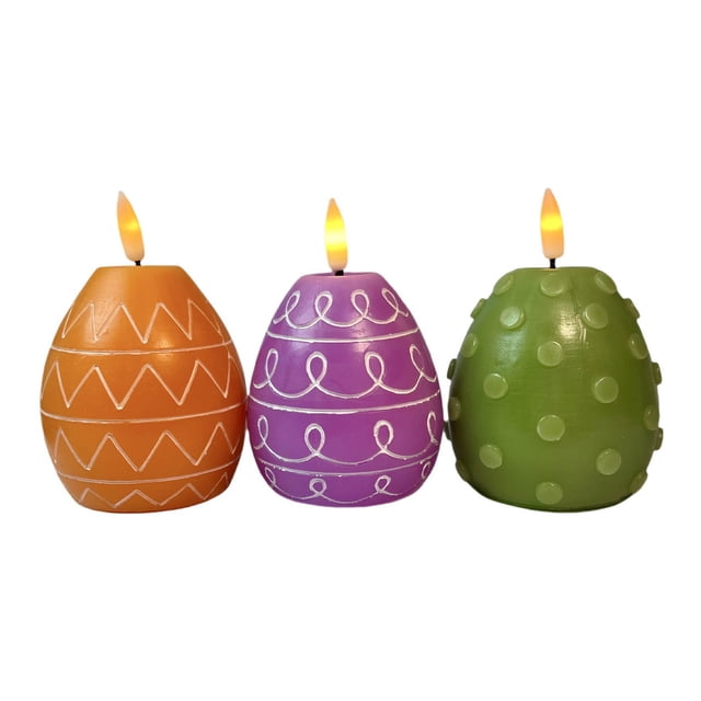 3Pcs Led Electronic Candle Lamp With Paraffin Bullets Shape Festive Atmospheres Easter Decoration Egg Decoration Flameless Safe For Home Party Plastic