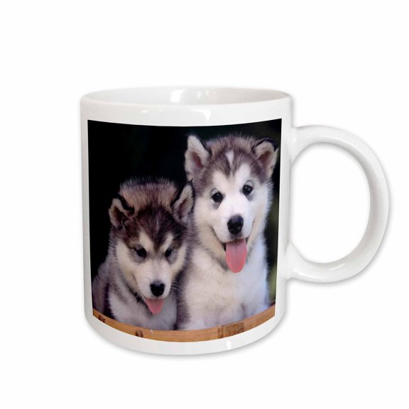 3drose, 2 Alaskan Malamute Puppies, 15oz Mug