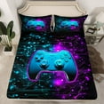 thumbnail image 2 of Homewish Gamepad Controller Full Size Sheets,Gaming Gamer Bed Sheets,Blue Purple Black Sheet Sets For Teens,Ultra Soft Home Decor,4 Pieces, 2 of 7