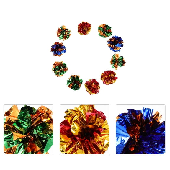LULULION 10Pcs Crinkle Balls Cat Toys Interactive Toy Paper Random Color Bundle