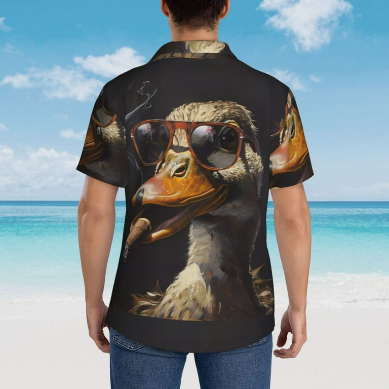 Zufioo Modern Funny Duck Hawaiian Shirt for Men,Beach Shirts