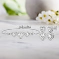 thumbnail image 6 of Lesa Michele Cubic Zirconia Heart Halo Slider Bracelet and Post Drop Earrings Set in Rhodium Plated Brass for Women, 6 of 7
