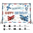 thumbnail image 2 of Airplane Cool Happy Birthday Backdrop Red Blue Airplane Boys Birthday Party Photography Background How Time Flies Happy Birthday Decorations Kids Portraits Banner Photo Studio Props, 2 of 5