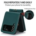 thumbnail image 5 of Dteck for Samsung Galaxy Z Flip 3 Wallet Case,Leather Case with 3 Accordion Card Slots and RFID Blocking Adjustable Crossbody Strap for Unisex,Green, 5 of 7