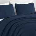 thumbnail image 3 of Chezmoi Collection Austin Queen Oversized Bedspread Set, 3-Piece Lightweight Microfiber Quilted Coverlet for All Seasons, Navy, 3 of 9
