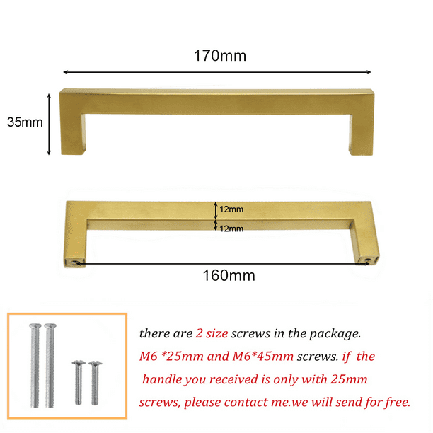 Stainless Steel Kitchen Handles Brushed Brass Drawer Pulls