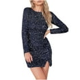 thumbnail image 2 of Guieoi Dress for Women Clearance under $10.00 Plus Size Women's Sexy Dress Sequined V Short Long Sleeve V-Neck Dress Blue Black*Friday/Cyber*Monday Clearance, 2 of 9