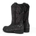 thumbnail image 5 of Dazzher Girls Black Glitter Cowgirl Boots Western Round Toe Mid Calf Side Zipper Boots for Toddler Little Big Kid, 5 of 5