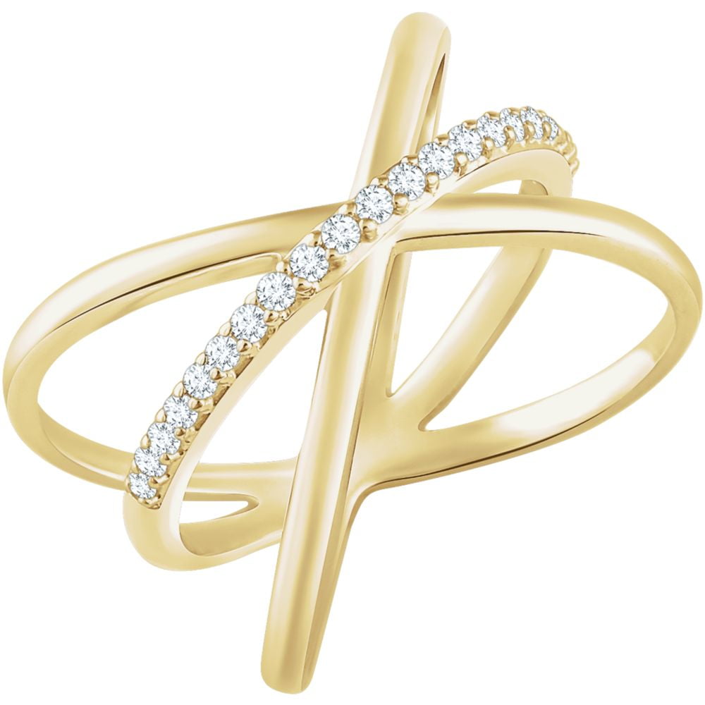 Diamond2Deal 14K Yellow Gold Women 1/6 Cttw Diamond CrissCross