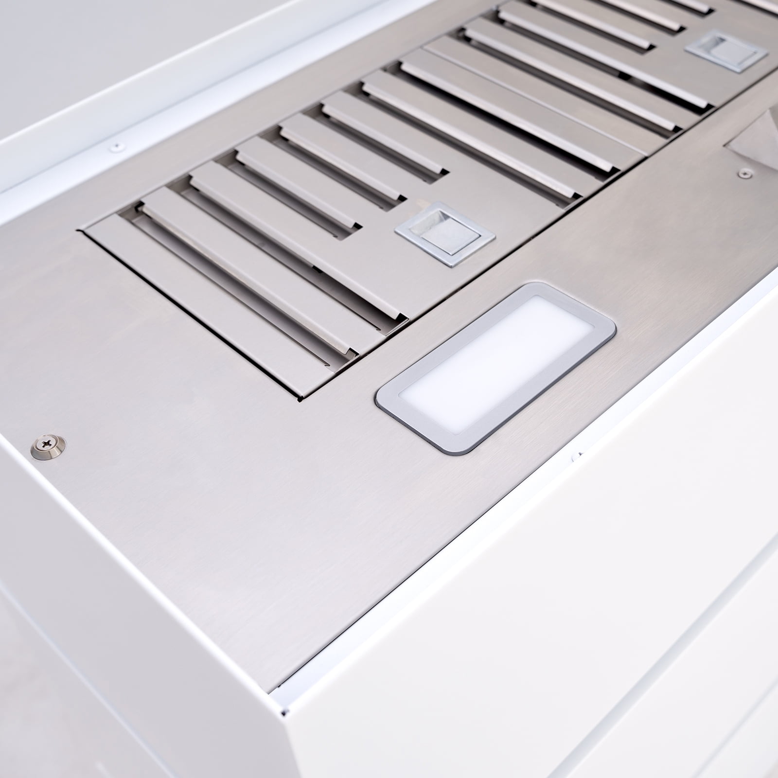 Akicon 36" Stainless Steel Range Hood, Modern Box Ducted Kitchen Hood with Powerful Vent Motor, Wall Mount, 36"W * 30"H*14"D, Signal White