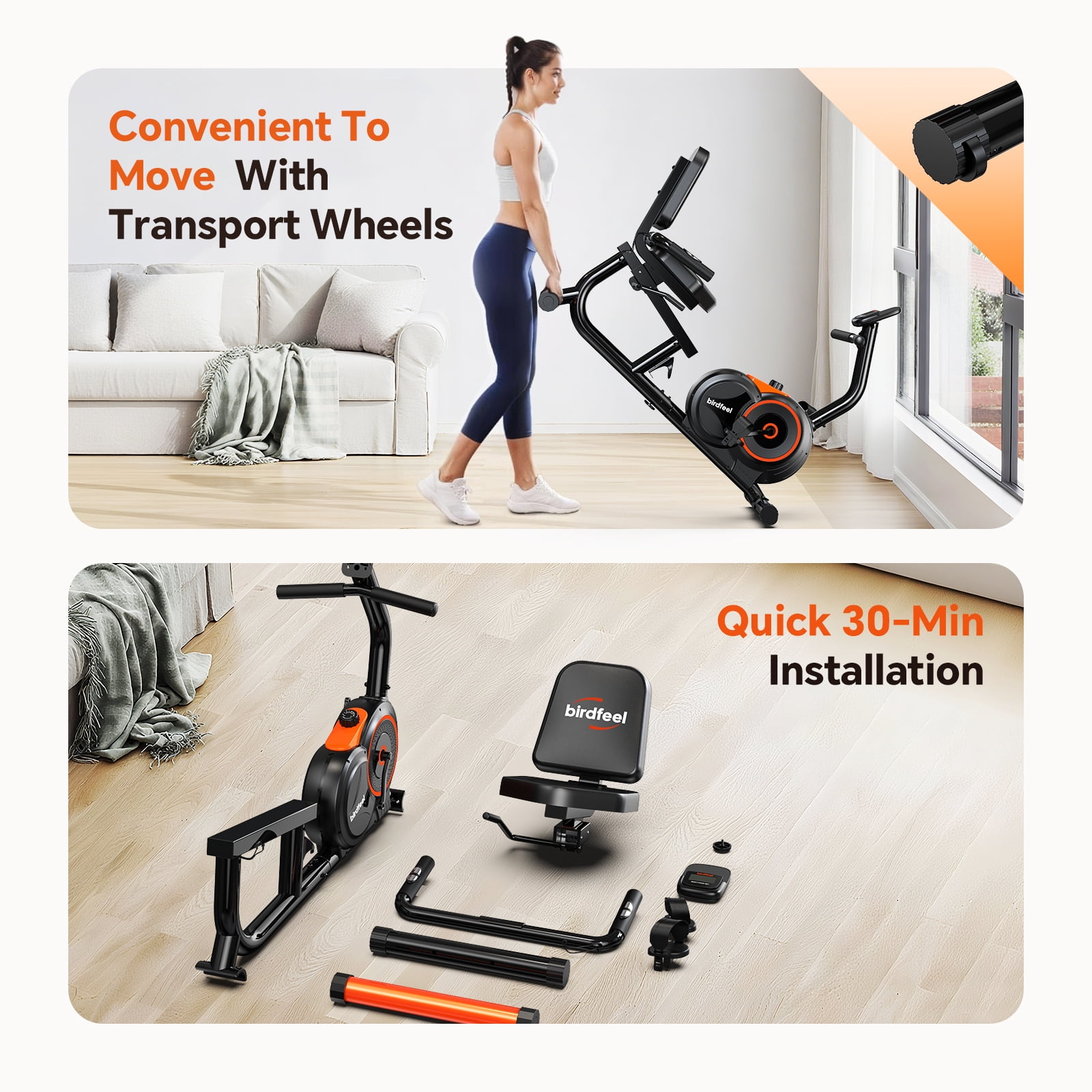 HASIMAN Recumbent Exercise Bicycles for Adults Seniors Sit Down Stationary Bicycle 16 Level Adjustable Magnetic Resistance Indoor Cycling Exercise Bike 350 lbs Capacity