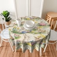 thumbnail image 4 of Easter Bunny Round Tablecloth, 60 Inch Cute Rabbit Easter Eggs Hunt Circular Table Cloth, Spring Tulip Flowers Vintage Table Cover for Dining Kitchen Party Holiday Farmhouse Decor, 4 of 6
