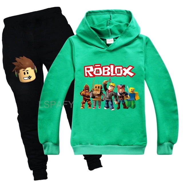 ROBLOX-Conjunto de ropa para niños pequeños, Sudadera con capucha y pantalones de dibujos animados, de 2 piezas chándal, disfraz de Cosplay