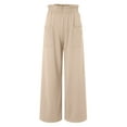 thumbnail image 5 of UngA Women'S Casual Pants Womens Casual Linen High Waist Pants Drawstring Loose Fit Summer Pants Trousers with Side Pockets Beige,M, 5 of 6