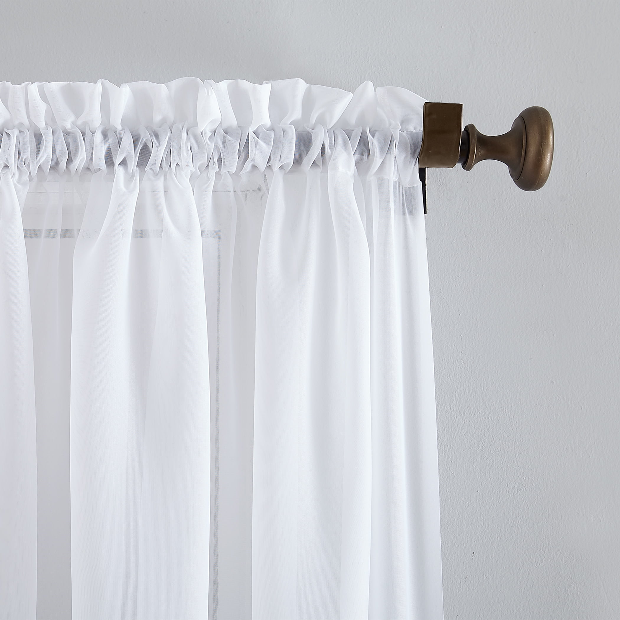 Mainstays Marjorie 1-Piece Sheer Voile Rod Pocket Curtain Panel, 59"x63", White
