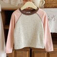 thumbnail image 2 of Child Girls Long Sleeve Shirts Soft & Cozy Pullover Tee Color Block Shirts for Girls Daily School Cute Tops Girls Shirts Size 3-4T, 2 of 7
