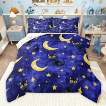 Castle Fairy Cute Black Cats Twin Comforter Sets for Children,Gothic Style Bedding Set