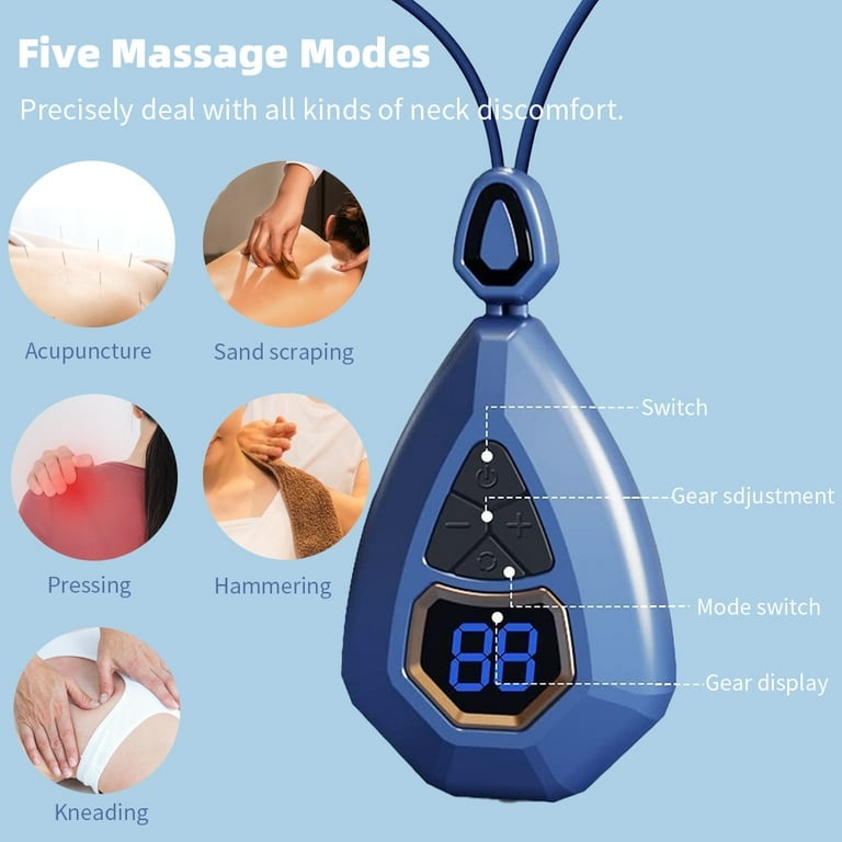 uywapvt EMS Neck Massager with Heat,Acupoints Lymphvity Massage Device,Pain Relief Electric Pulse Shoulder Massager with 12 Levels Smart Heated Neck