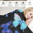 thumbnail image 3 of ONETECH Blue Butterflies Soft Warm Throw Blanket Lightweight Flannel Bed Blanket Gift for Girls Boys Men Women Chair Couch, 3 of 6