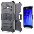 thumbnail image 2 of for 5.5" Samsung Galaxy J7 (2018) Belt Clip Holster Kickstands Hybrid Hard Back Slim Design Shockproof Heavy Duty Rubber Armor Bumper Protective TPU PC Combo Phone Case Gray, 2 of 4