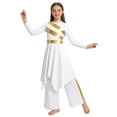 thumbnail image 7 of iiniim Girls Asymmetrical Lyrical Praise Dance Dress Liturgical Worship Church Robe with Palazzo Pants Set White 10, 7 of 7