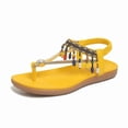 thumbnail image 2 of Xucatan Boho Beaded Sandals for Women, Elastic Ankle Strap Flat Shoes, Festival Summer Beach Walking Footwear Gift, 2 of 8