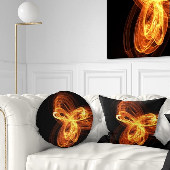 Designart Fractal Fire Pattern Painted in Air - Abstract Throw Pillow - 12x20