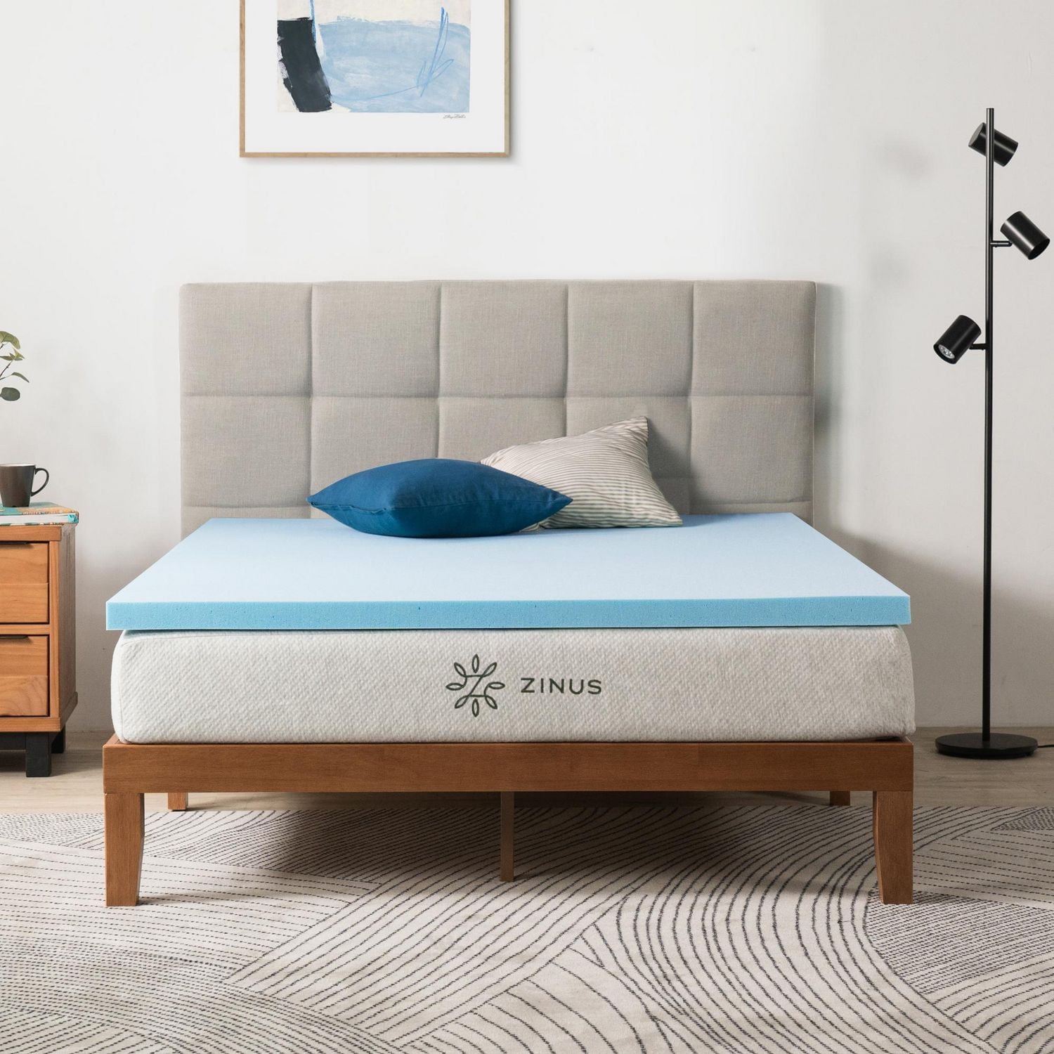 Zinus Spa Sensations Queen 2 inch Cooling Gel Memory Foam Mattress Topper, Pressure Relief, CertiPUR-US Certified Foam