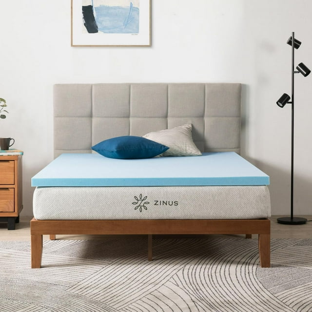Zinus Spa Sensations Queen 2 inch Cooling Gel Memory Foam Mattress Topper, Pressure Relief, CertiPUR-US Certified Foam