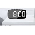 thumbnail image 5 of Reloj despertador digital inteligente para mesita de noche, reloj de escritorio con luz LED verde, USB, para viajes, con fecha de 12/24 horas, temperatura, despertador, color negro y verde, 5 of 5