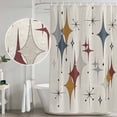 thumbnail image 4 of Polyester Fabric Grey Yellow Diamond Shower Curtain, Modern Geometric Middle Century Beige Waterproof Bathtub Curtain Bathroom Decor Set with Hooks 54 x 78 Inches, 4 of 6